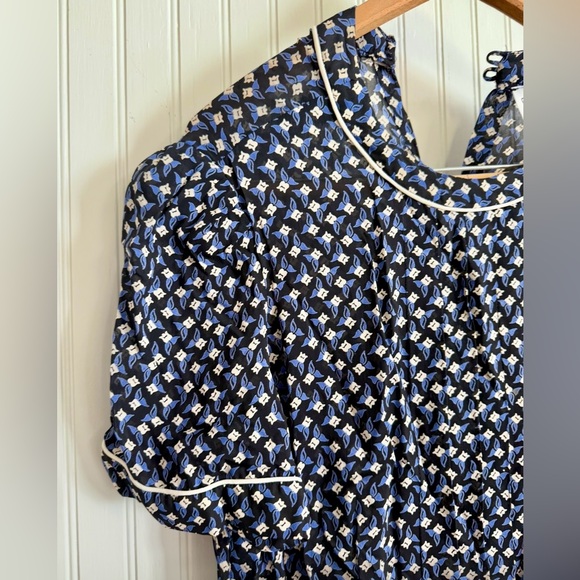 Diane Von Furstenberg Vintage Dress Size 14 Navy and White Midi Dress Silk Blend - Picture 3 of 8